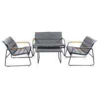LOUNGEGARNITUR LEXILA 920575 4-TLG - Anthrazit/Schwarz, Modern, Glas/Kunststoff - Gardenson