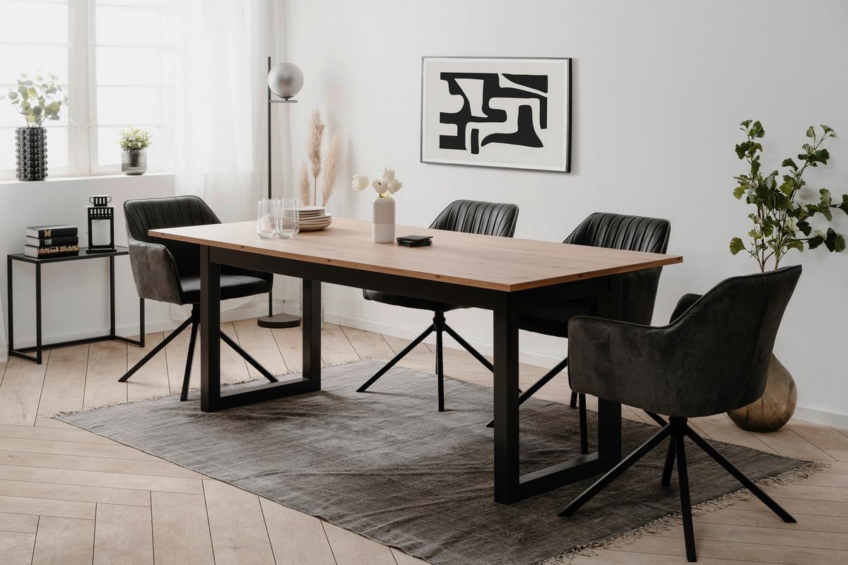STÓŁ DO JADALNI DENVER 80C - antracytowy/dąb artisan, Basics, materiał drewnopochodny (200/90/75cm) - MID.YOU