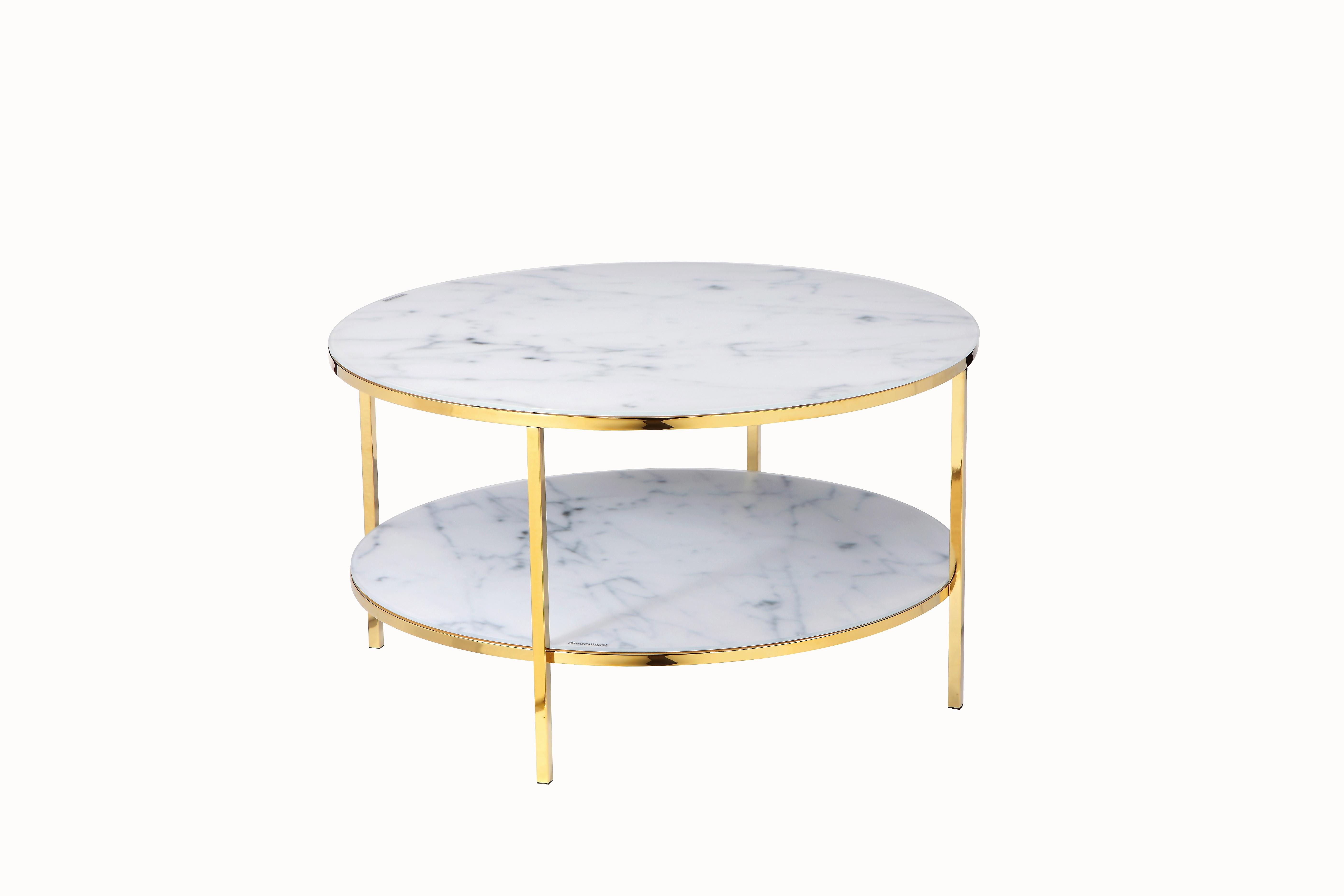 Klubska Miza Marble, Bela, Zlata - zlate barve/bela, Design, kovina/steklo (80/45cm) - Livetastic