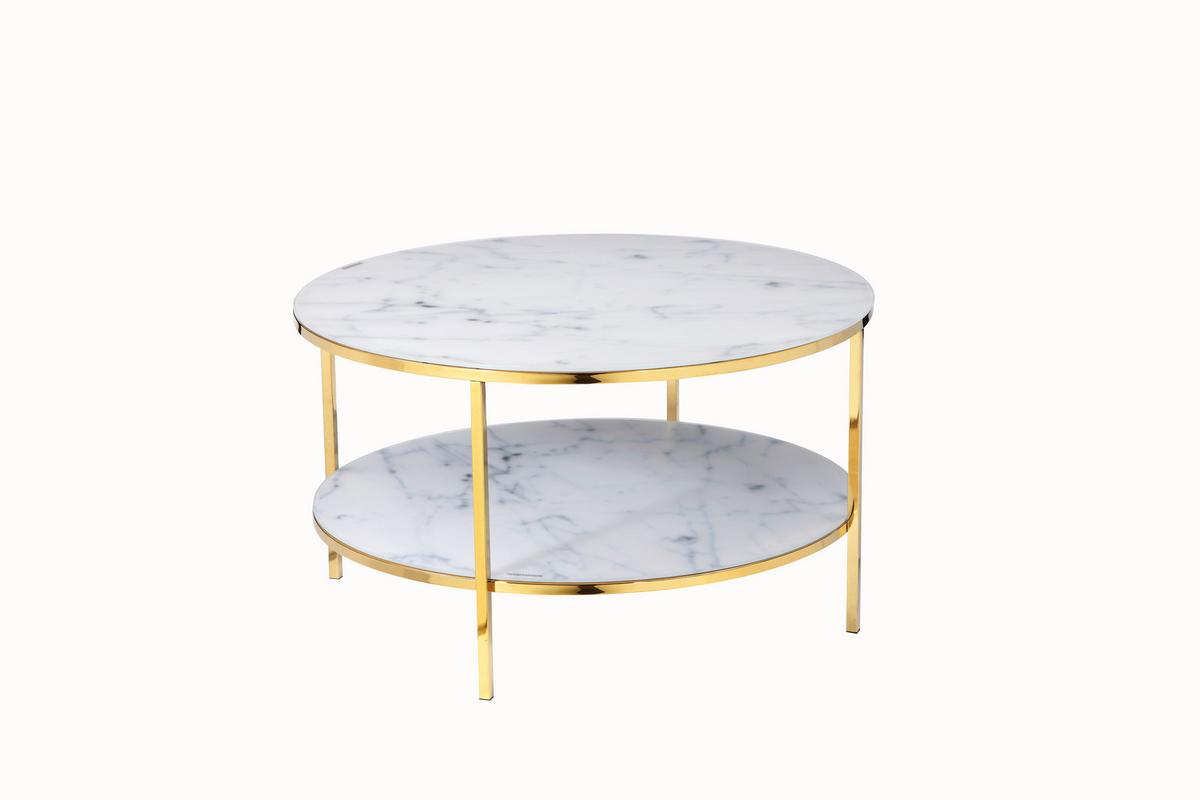 Klubska Miza Marble, Bela, Zlata - zlate barve/bela, Design, kovina/steklo (80/45cm) - Livetastic
