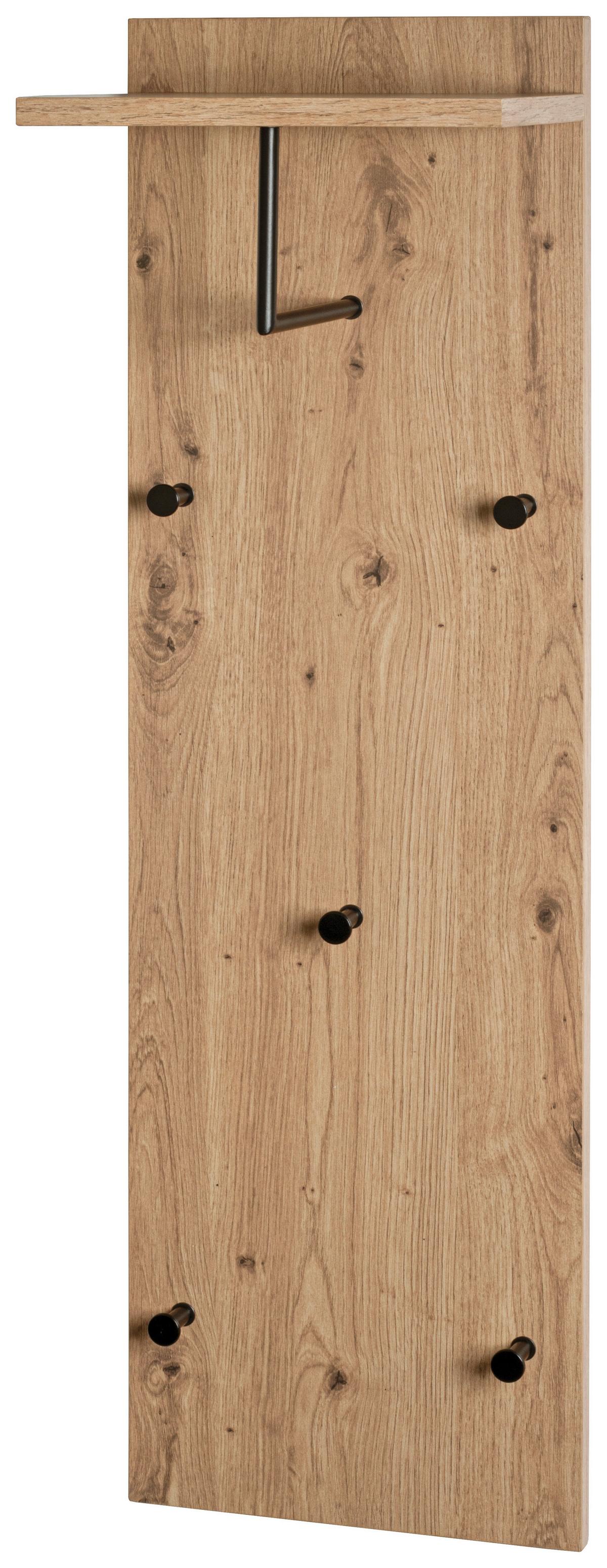 PANEL DO PRZEDPOKOJU PARMA - kolor dębowy/czarny, Basics, materiał drewnopochodny/metal (30/100/20cm)