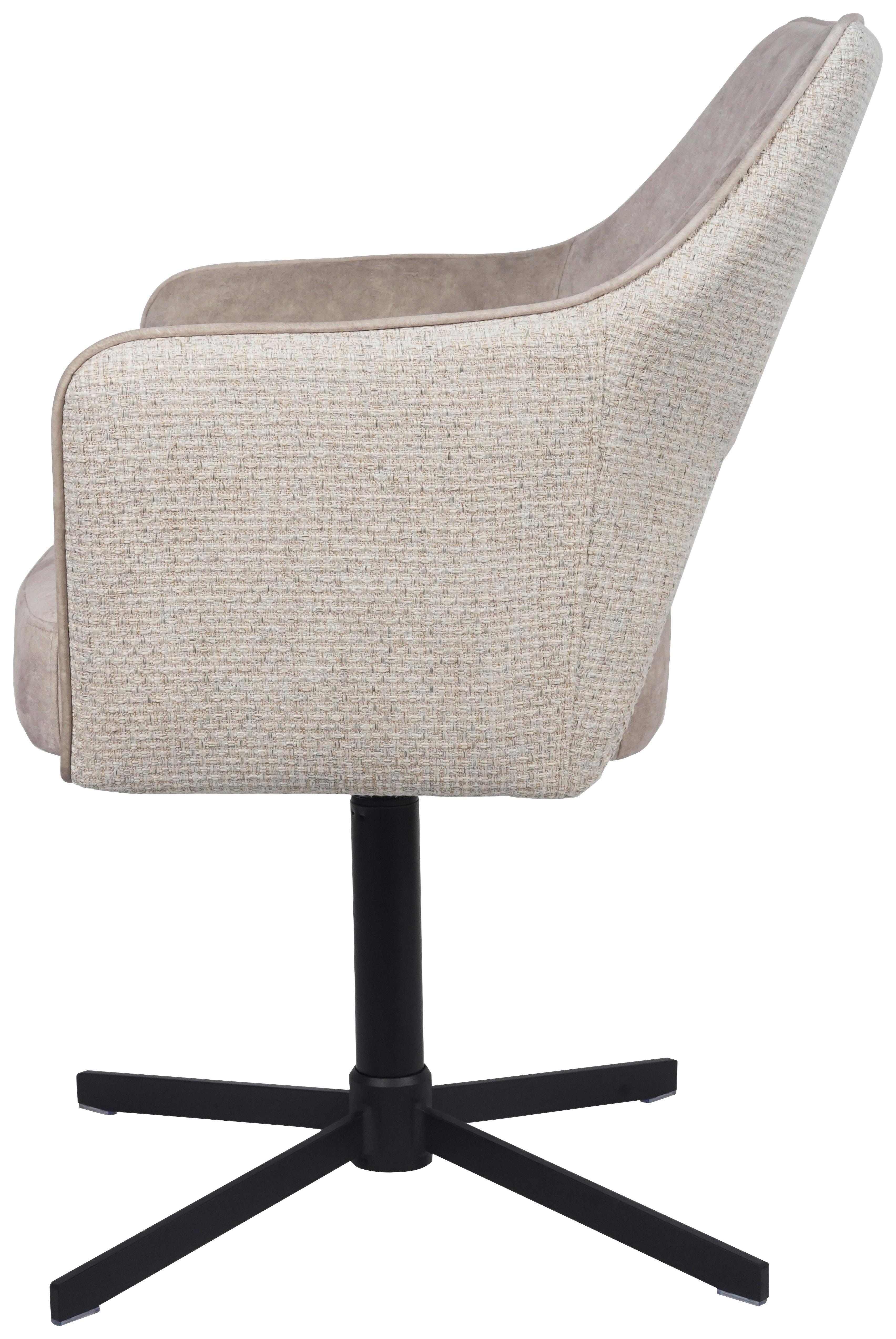 STOL MED ARMSTÖD VALLETTA - svart/cremefärgad, Klassisk, metall/textil (64/85/61cm) - Premium Living