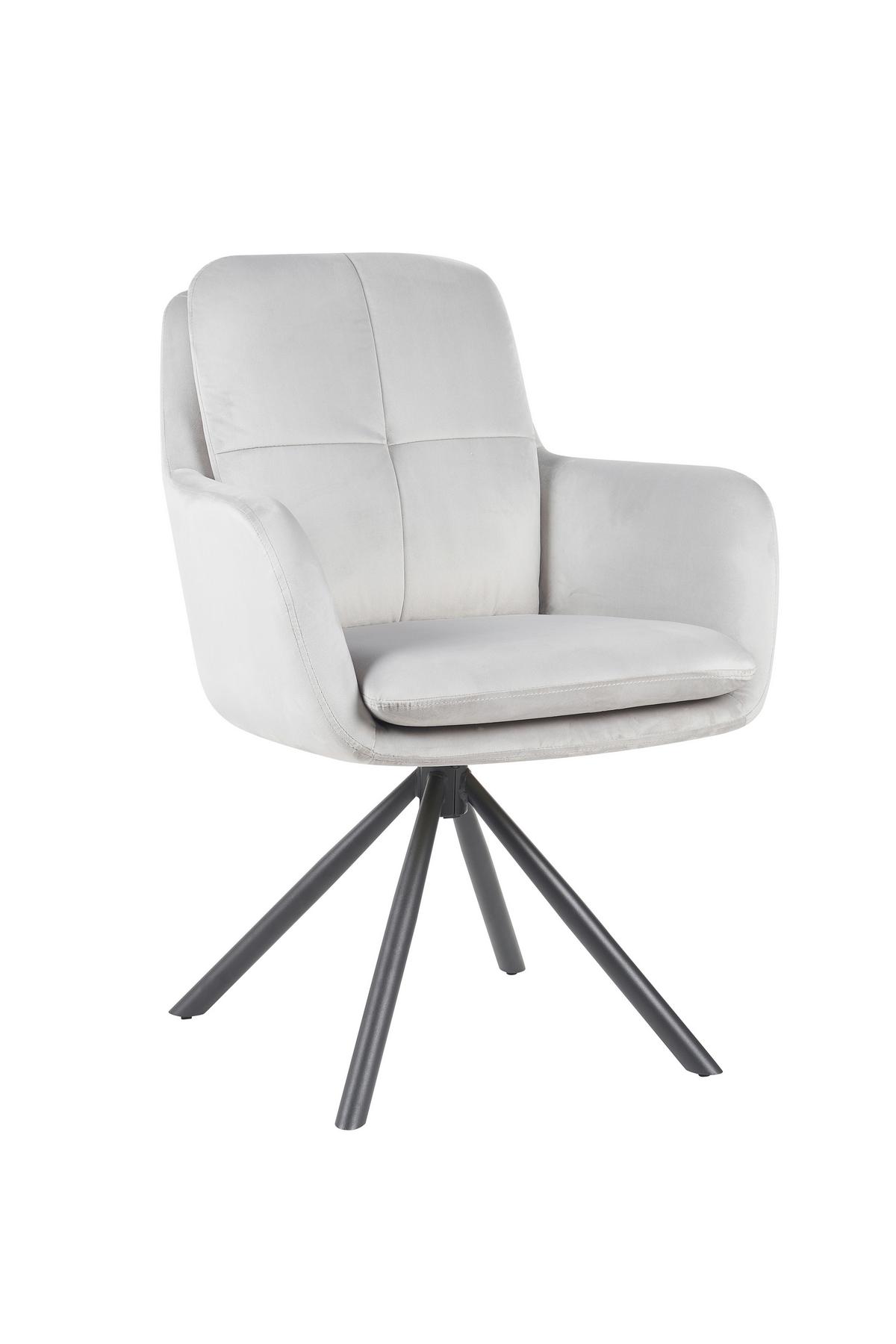 ARMLEHNSTUHL-SET PARMA S 2ER-SET - Hellgrau/Schwarz, MODERN, Textil/Metall (63/89/70cm) - MID.YOU