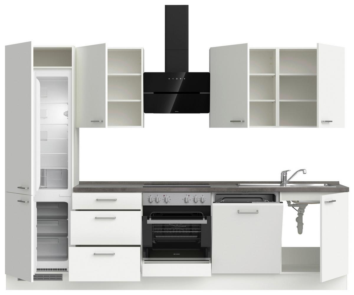 Küchenleerblock Touch High o. Geräte Weiß - Edelstahlfarben/Weiß, MODERN, Holzwerkstoff/Metall (300cm) - Nobilia