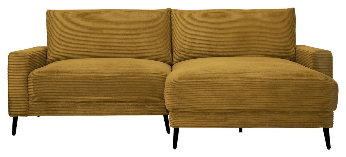 Wohnlandschaft Cora Senfgelb - Senfgelb/Schwarz, Modern, Holz/Textil (223/86/161cm) - Mömax