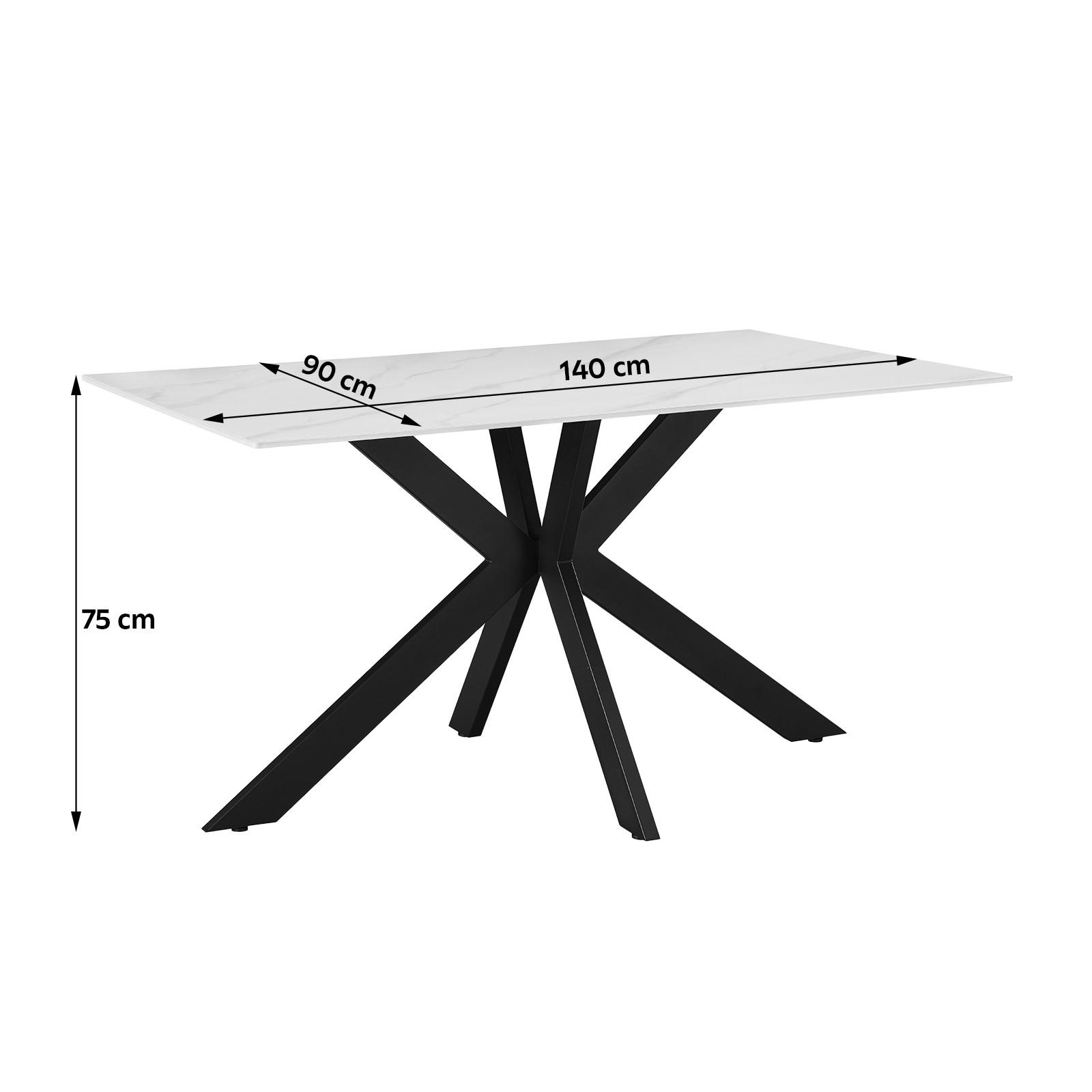Jedilna Miza Anton, Siva, Keramika, 140x90 - črna/bela, Moderno, kovina/keramika (140/75/90cm)