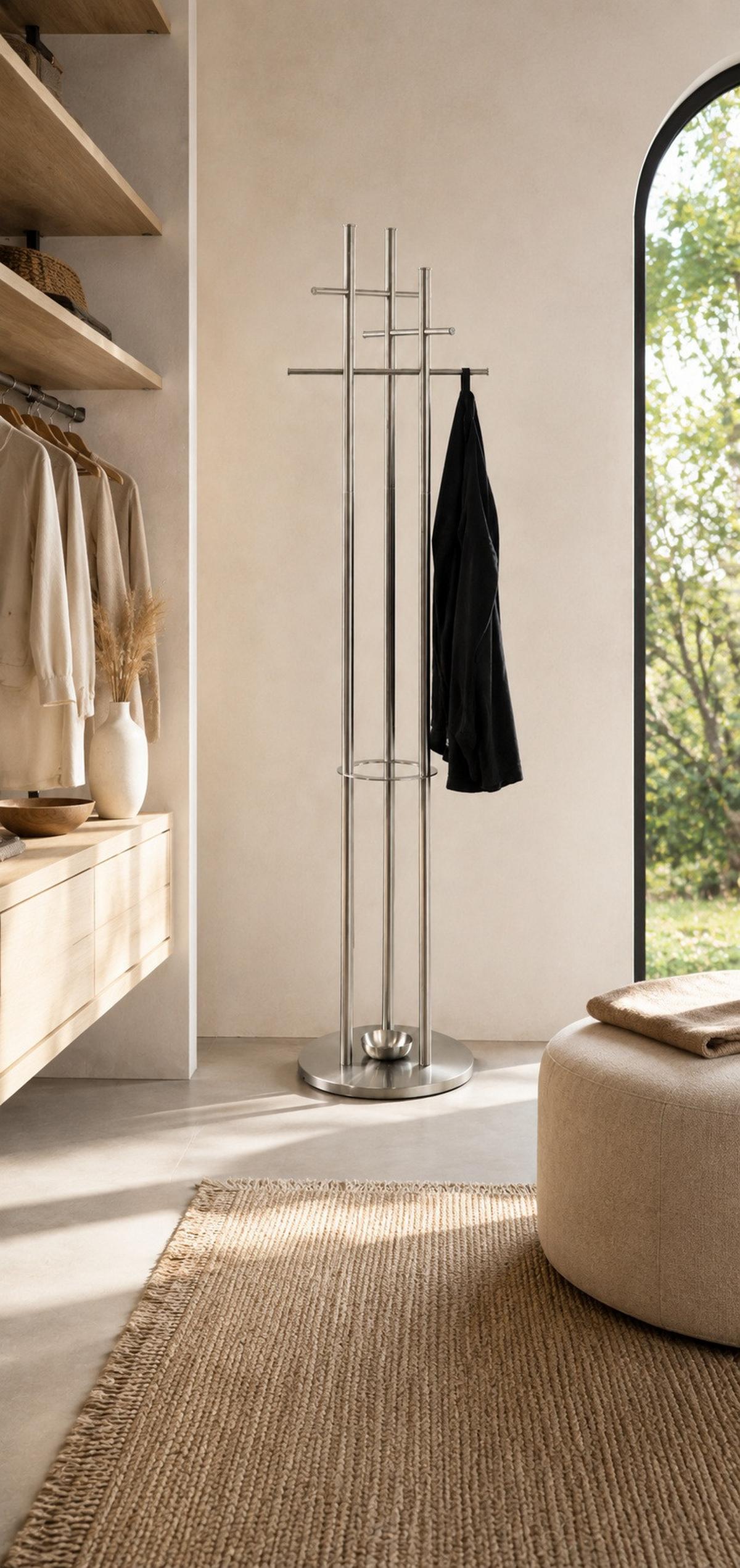 WIESZAK STOJĄCY TONI - kolor stalowy, Design, metal (35/175/35cm)