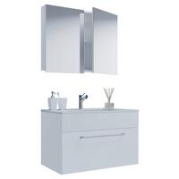 Kopalnica Badinos, Bela - bela/barve aluminija, Moderno, kovina/leseni material (80cm) - MID.YOU