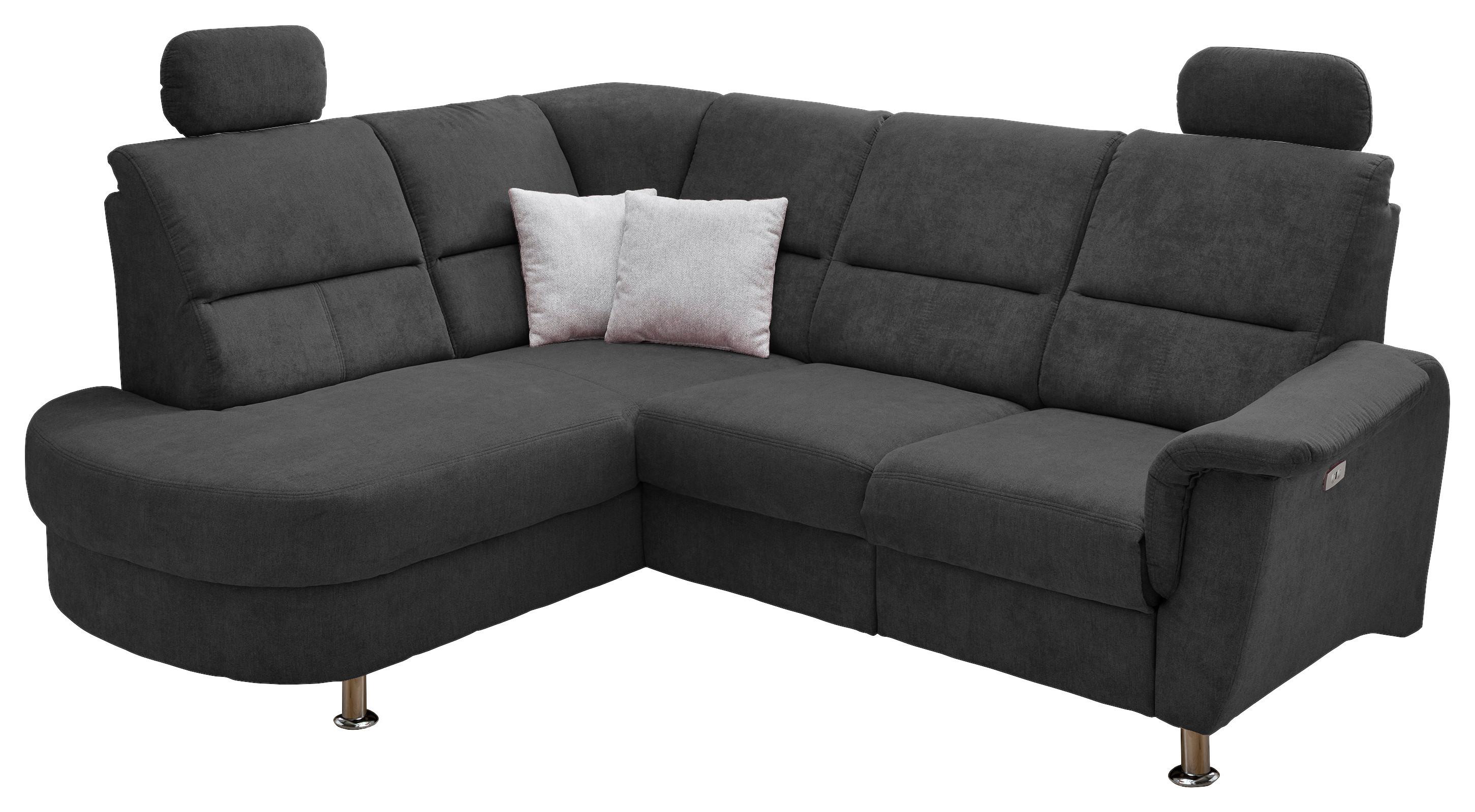 Wohnlandschaft Parole Schwarz Mikrofaser - Chromfarben/Schwarz, KONVENTIONELL, Textil/Metall (184/231cm) - Livetastic