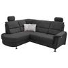 Wohnlandschaft Parole Schwarz Mikrofaser - Chromfarben/Schwarz, KONVENTIONELL, Textil/Metall (184/231cm) - Livetastic
