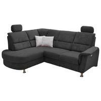 Wohnlandschaft Parole Schwarz Mikrofaser - Chromfarben/Schwarz, KONVENTIONELL, Textil/Metall (184/231cm) - Livetastic