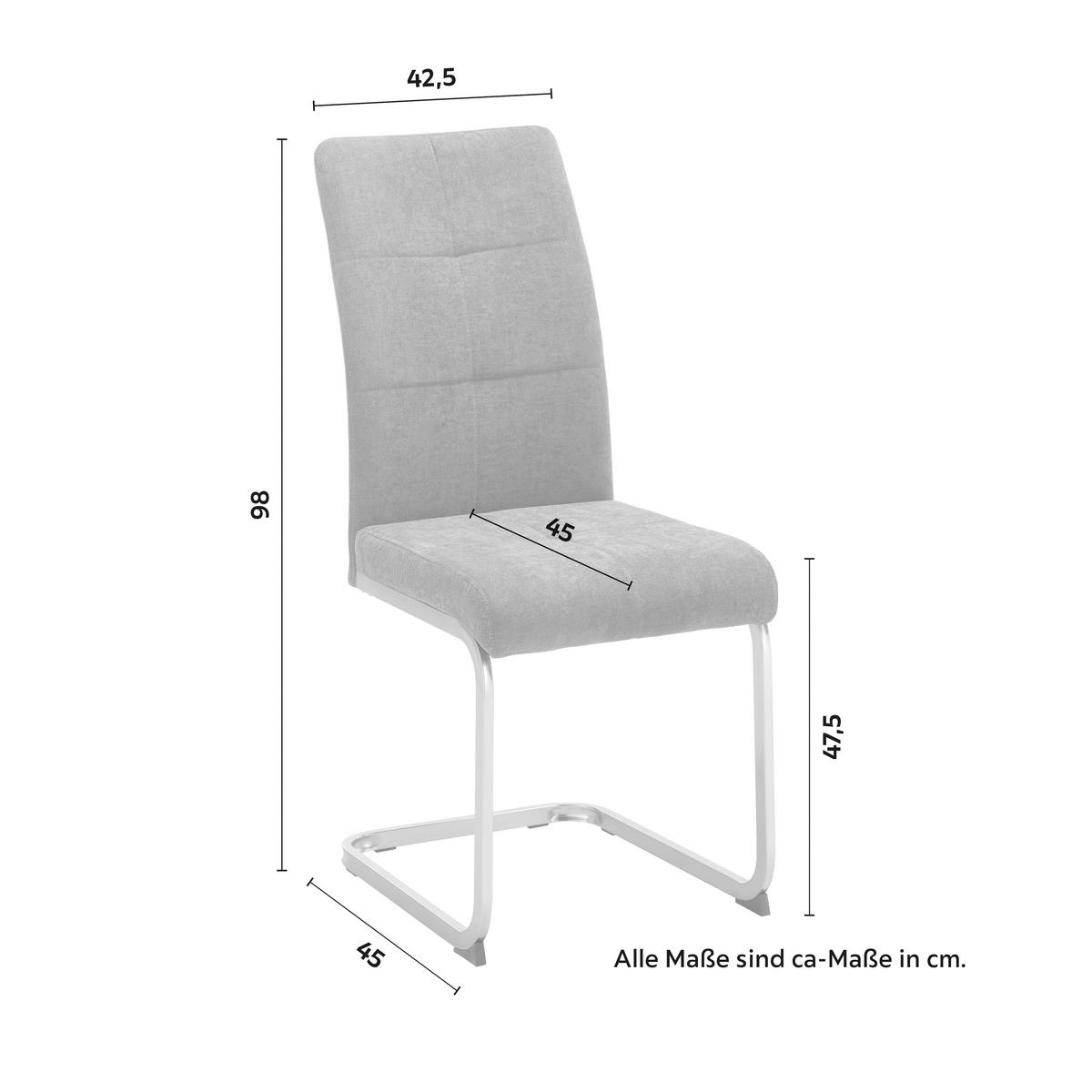 Schwingstuhl Lucie Grau Webstoff Gepolstert - Chromfarben/Grau, MODERN, Holz/Textil (42,5/98/45cm) - Bessagi Home