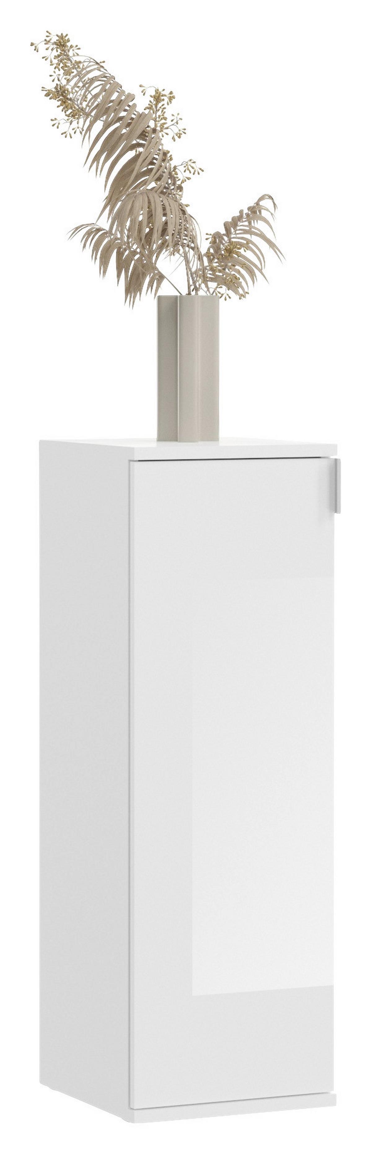 Schuhschrank in Weiß - Weiss Hochglanz/Chromfarben, Modern, Holzwerkstoff/Metall (30/99/34cm) - Mömax