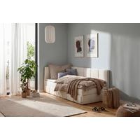 Bett Luna Beige ca. 90x200cm - Beige/Schwarz, MODERN, Holz/Textil (90/200cm) - Mömax