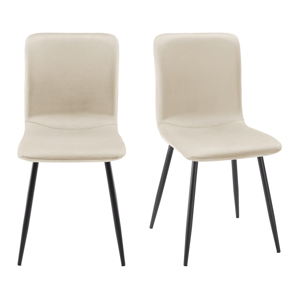 Stuhl Elif Beige Samt Gepolstert - Beige/Schwarz, MODERN, Holz/Textil (43/86/55cm) - Bessagi Home