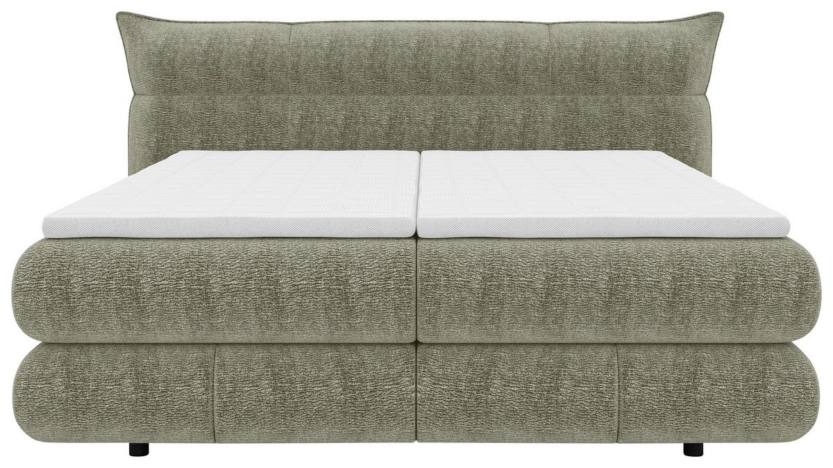 Boxspringbett Auris - Schwarz/Olivgrün, Konventionell, Kunststoff/Textil (140/200cm) - Sembella