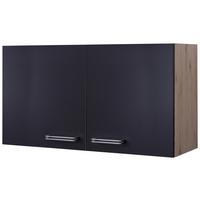 Küchenoberschrank Anthrazit/Eiche - Edelstahlfarben/Eichefarben, MODERN, Holzwerkstoff/Metall (100/54/32cm) - FlexWell