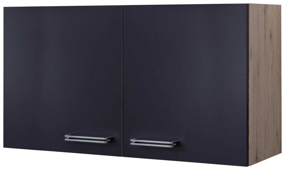 Küchenoberschrank Anthrazit/Eiche - Edelstahlfarben/Eichefarben, MODERN, Holzwerkstoff/Metall (100/54/32cm) - FlexWell