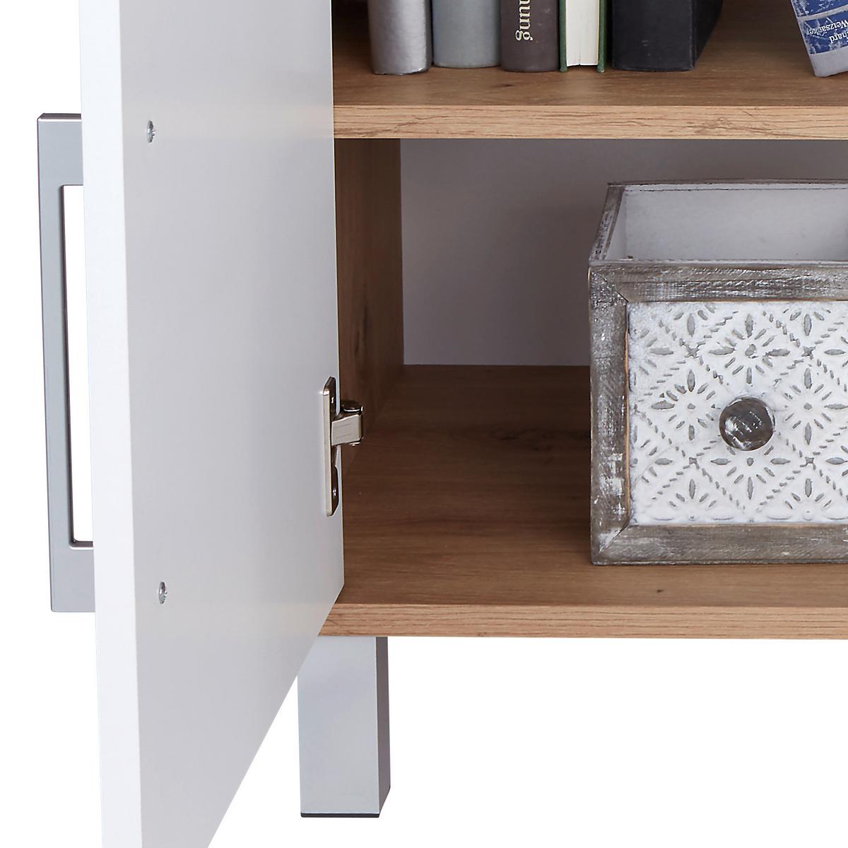 Komoda Box - bijela/boje hrasta, Moderno, drvni materijal/plastika (99/85/40cm) - Modern Living