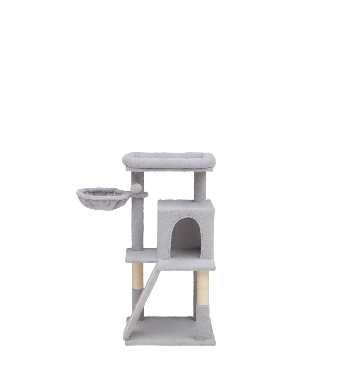 Kratzbaum Kitten Grau - Grau, KONVENTIONELL, Karton/Holzwerkstoff (48/48/96cm) - Mömax