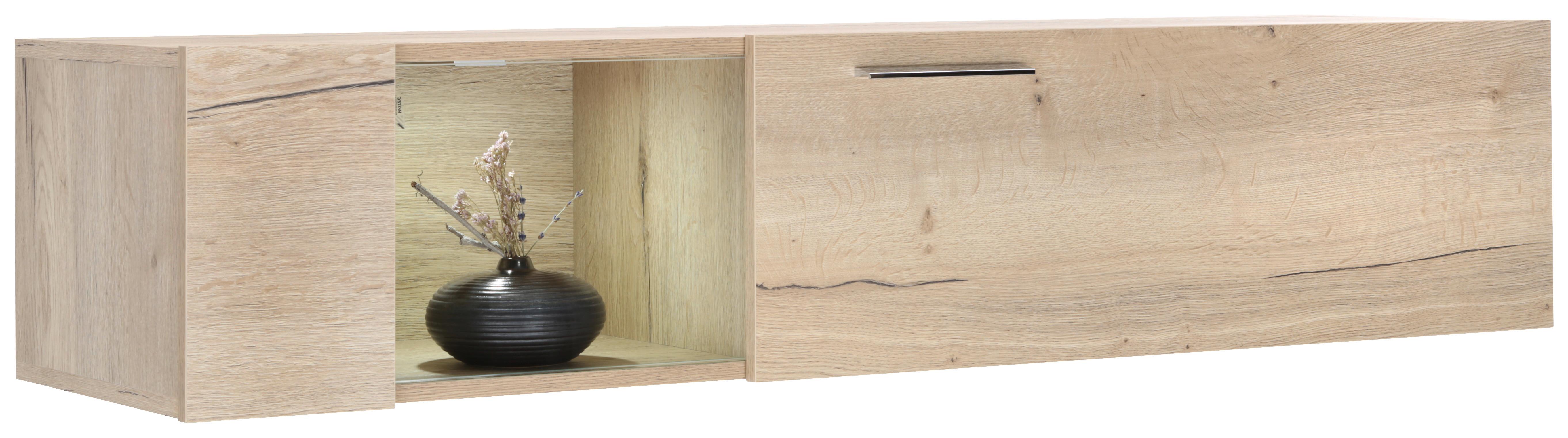 Viseči Element Malmö - barve hrasta/bela, Moderno, kovina/leseni material (144/35/38cm) - Premium Living