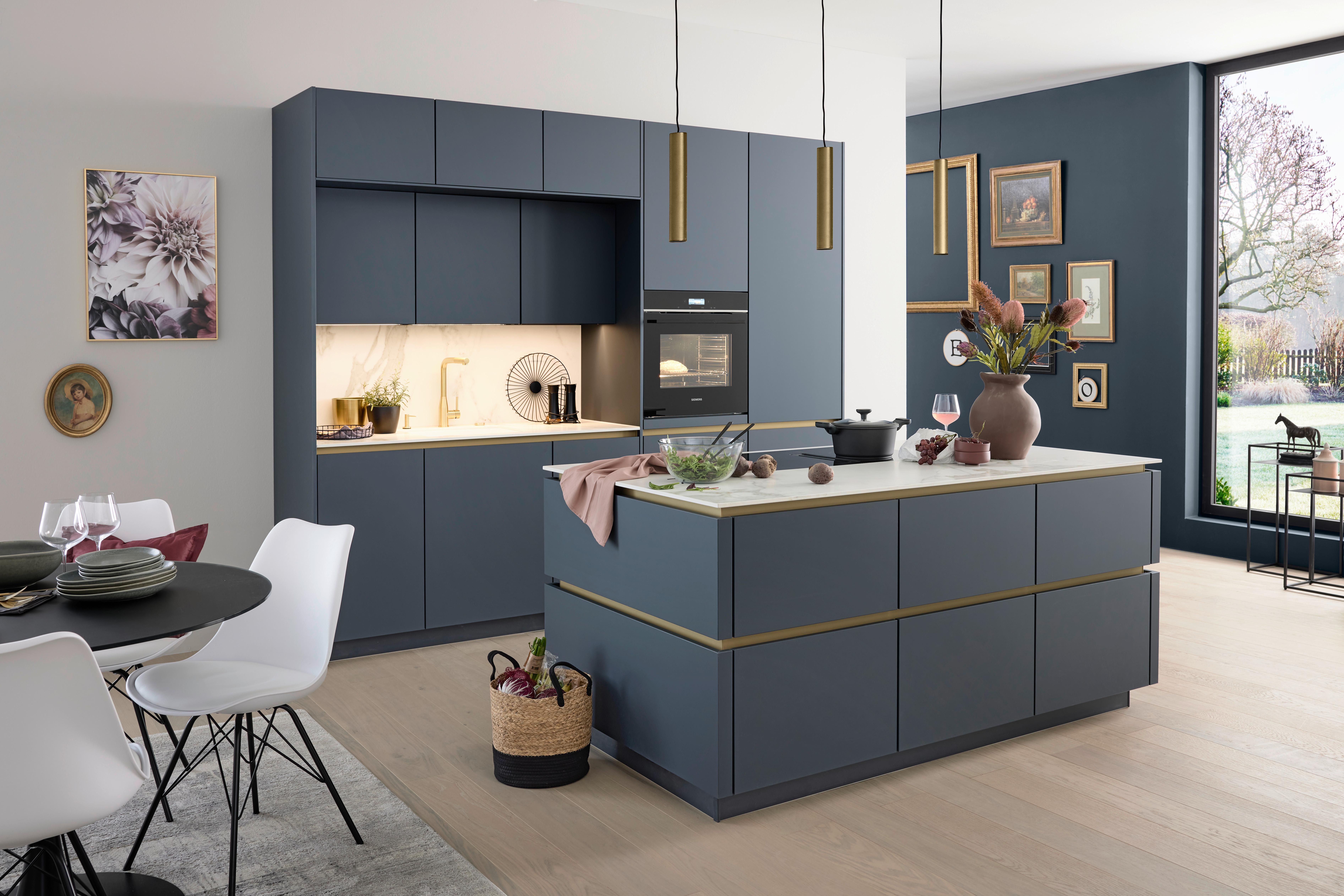 Kuhinja Easytouch - plava, Moderno, drvni materijal (275/190cm) - Nobilia