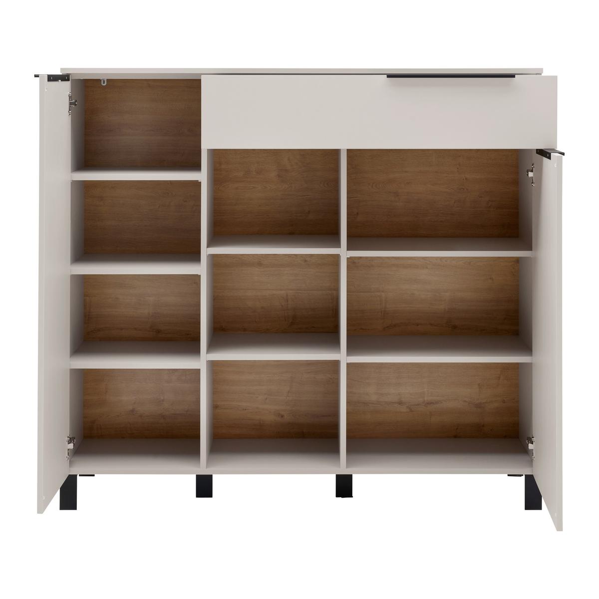 Highboard GW-Fresno in Kaschmir - Kaschmir/Schwarz, Modern, Holzwerkstoff/Metall (130/121/40cm) - Premium Living