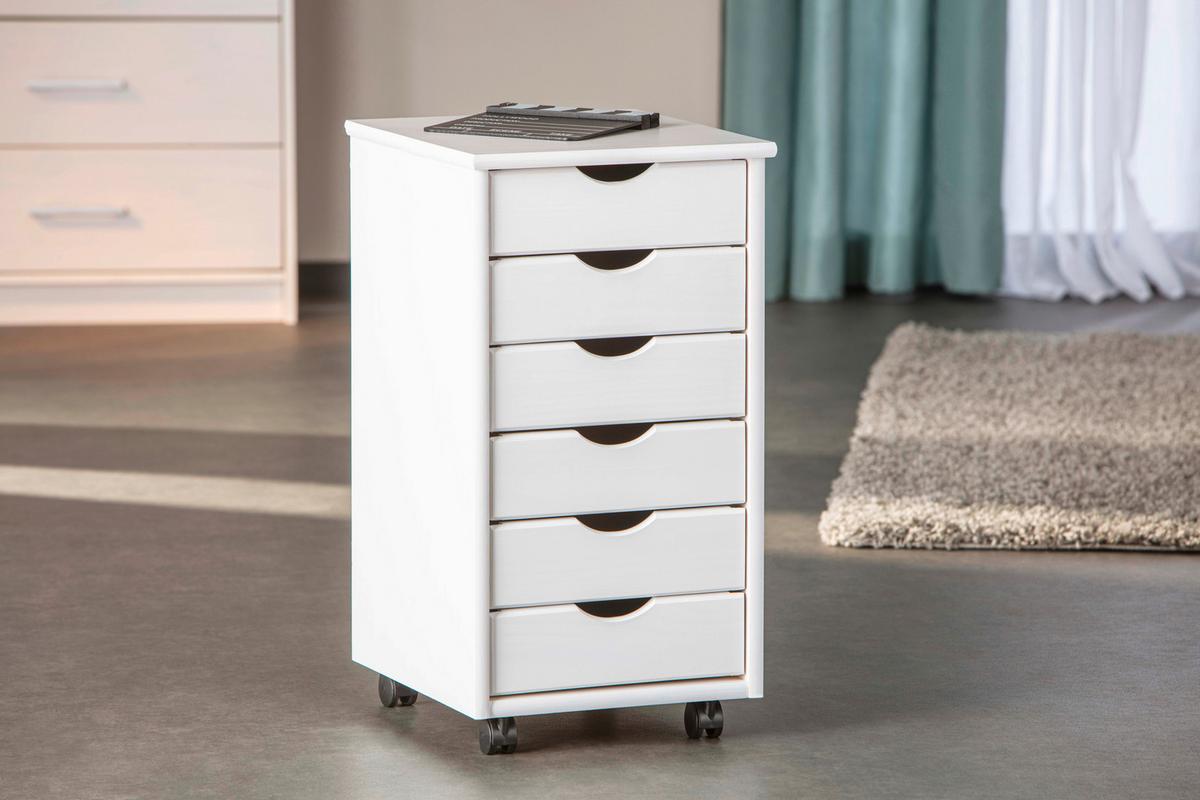 Rollcontainer Simon ca. 35x65x40 cm Weiß - Weiß, Basics, Holz/Kunststoff (35/65/40cm) - MID.YOU