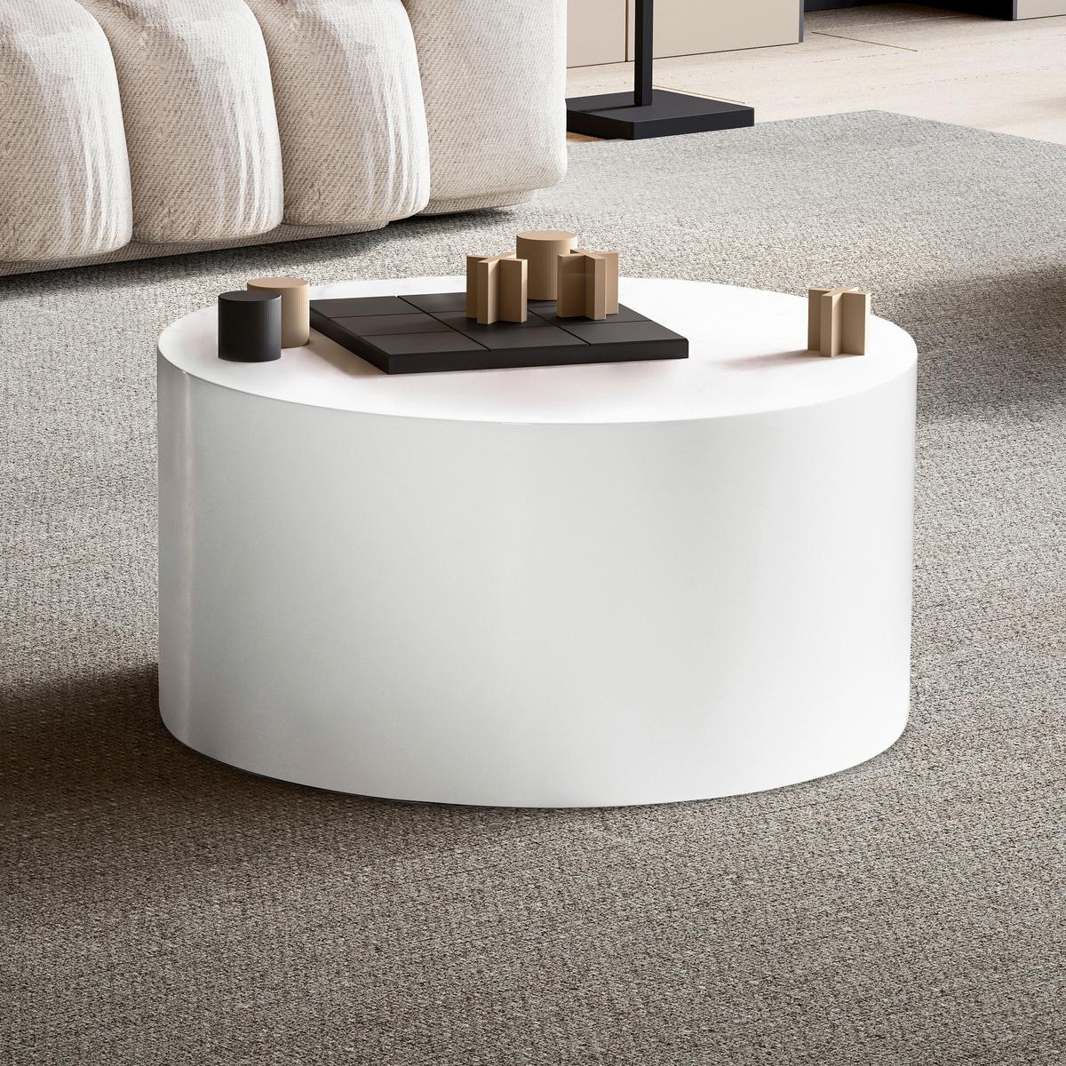 COUCHTISCH MONOBLOC - Weiss Hochglanz, Lifestyle, Holzwerkstoff (60/60/30cm) - Livetastic