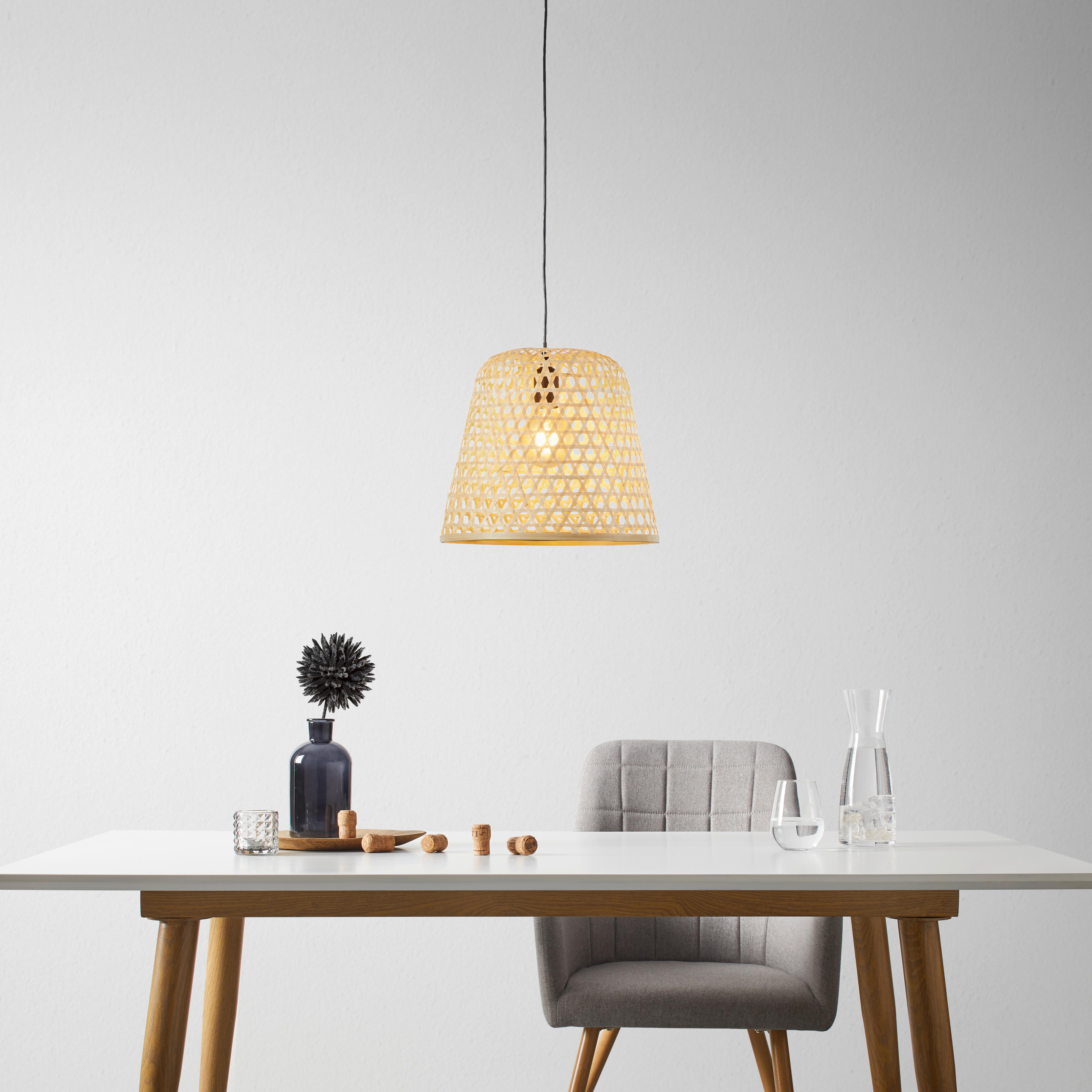 Hängeleuchte Gaio max. 40 Watt - Naturfarben, MODERN, Naturmaterialien (32/130cm) - Bessagi Home