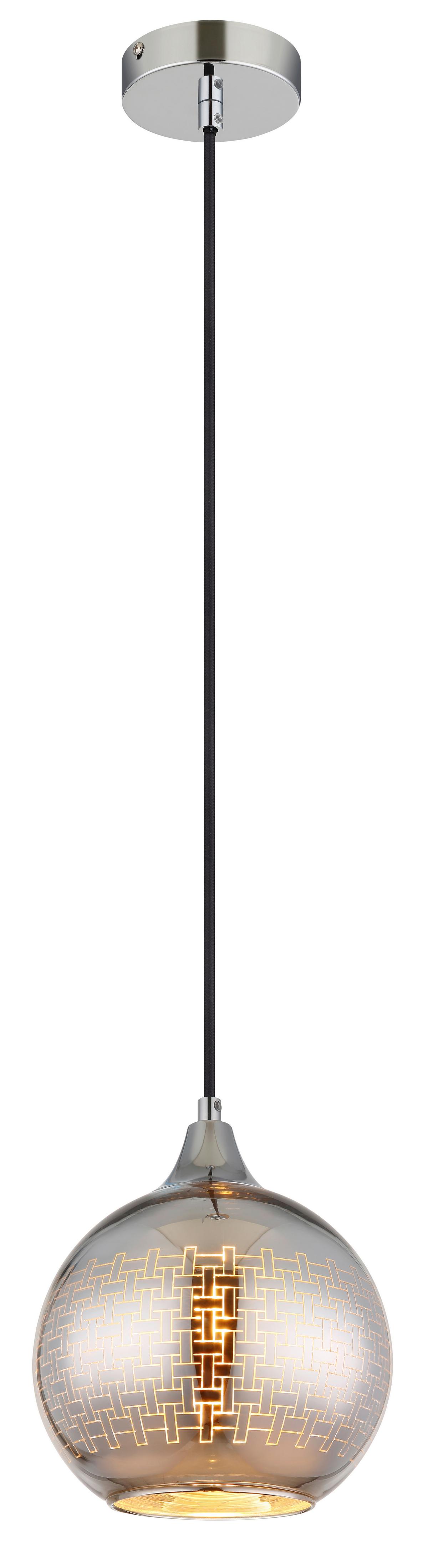 HÄNGELEUCHTE 16053 LOURDES - Chromfarben/Weiss, Basics, Glas/Textil (25/131cm) - Globo