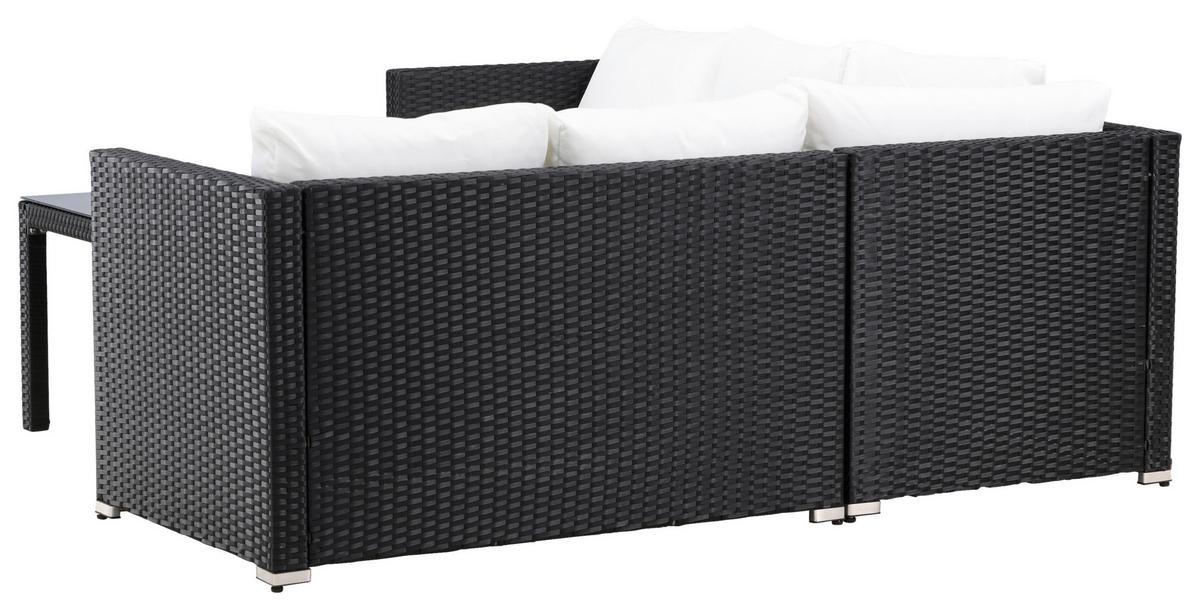 Loungegarnitur Kuba Schwarz/Weiß - Schwarz/Weiß, KONVENTIONELL, Glas/Kunststoff (59/180/64cm) - Gardenson