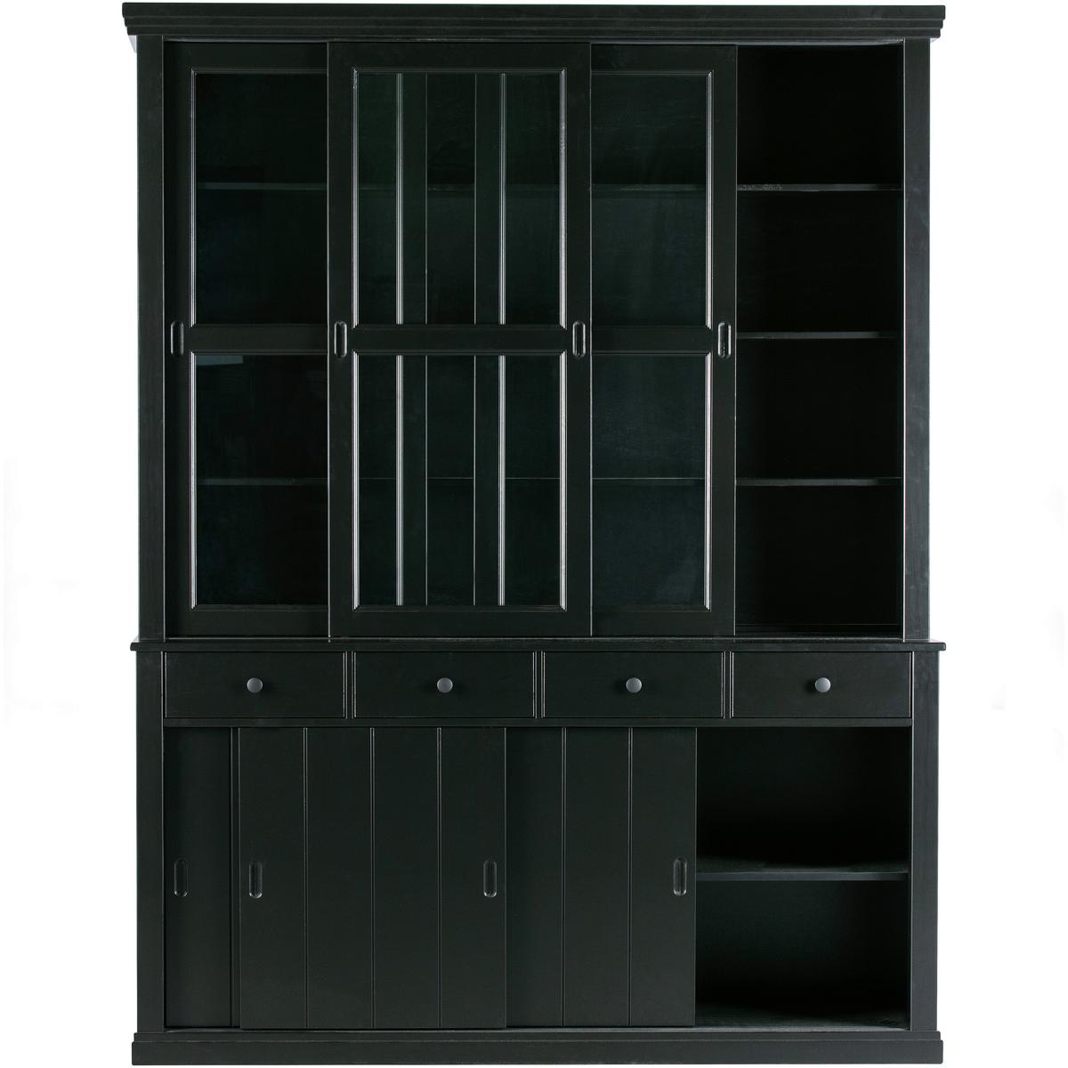 Vitrine Lagos Schwarz - Schwarz, Design, Glas/Holz (166/214/48cm) - Livetastic