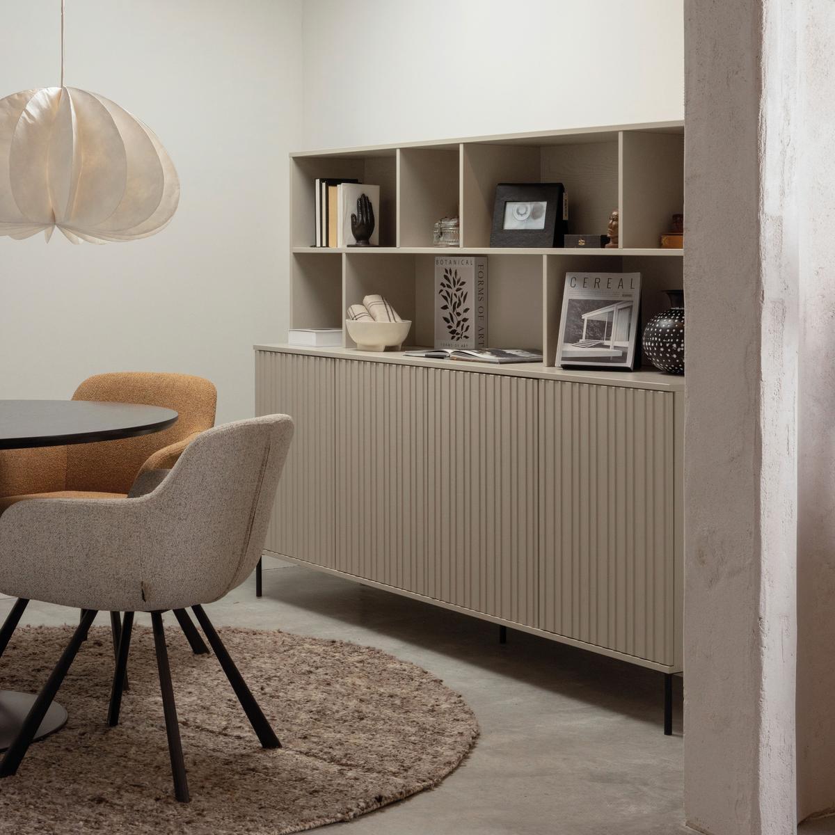 Aufsatzschrank Gravure Beige B: 200 cm - Beige, Design, Holz (200/65/30cm) - Livetastic