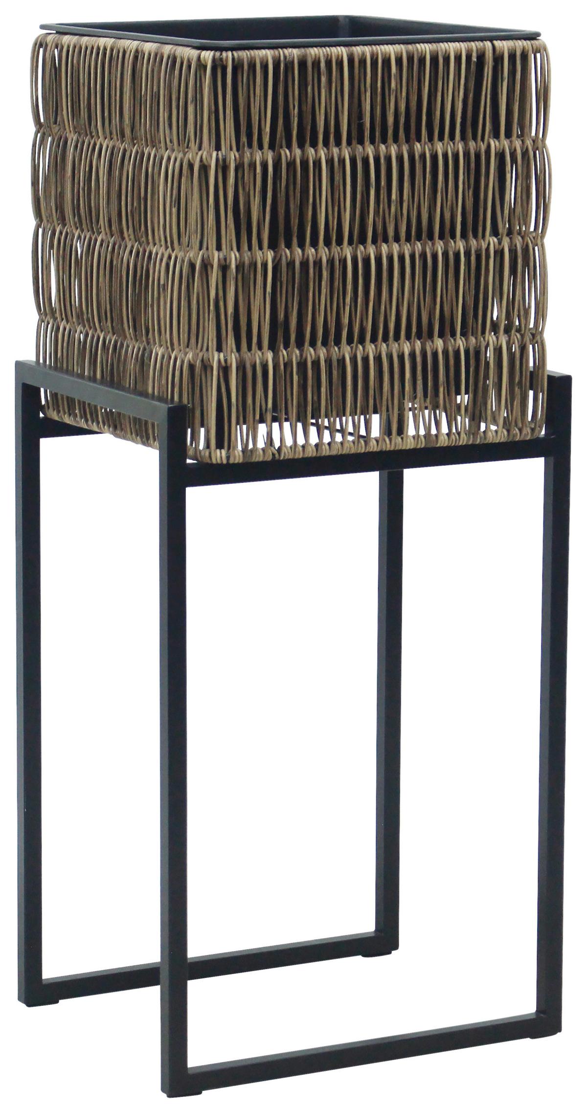 Übertopf-Set Flora Braun/Schwarz, 2er Set - Schwarz/Braun, Kunststoff/Metall - Mömax