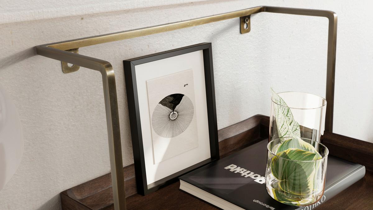 NACHTTISCH WL7.159 - Dunkelbraun/Goldfarben, Design, Holz/Metall (44/45/35cm) - MID.YOU