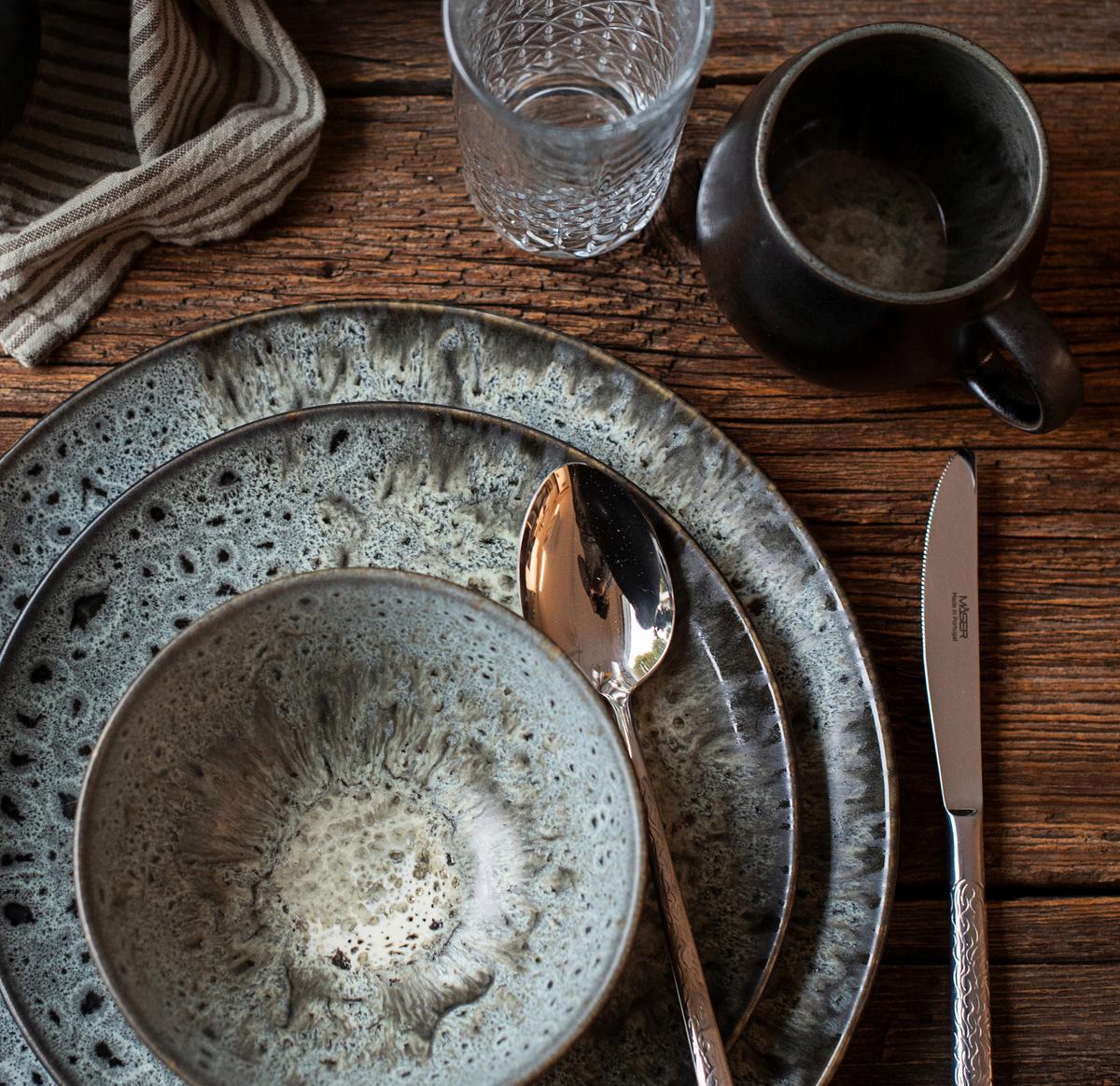 FRÜHSTÜCKSSET CARELLIA - Grau, Trend, Keramik - Mäser