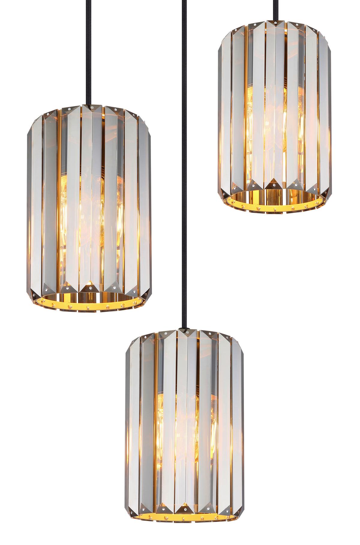 HÄNGELEUCHTE 30229346 RUN - Braun/Grau, Trend, Glas/Metall (35/120cm) - Globo