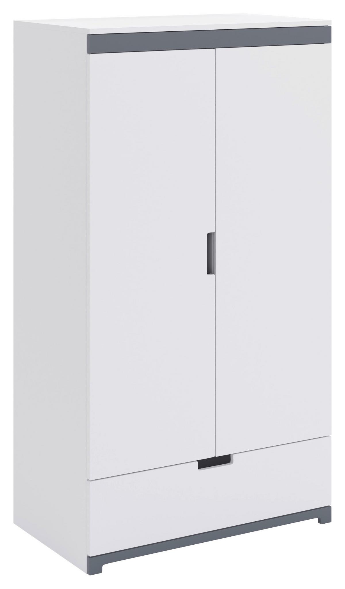 Otroška Garderobna Omara Tomi, Bela, Siva - siva/bela, Moderno, leseni material (100/182/57cm) - MID.YOU