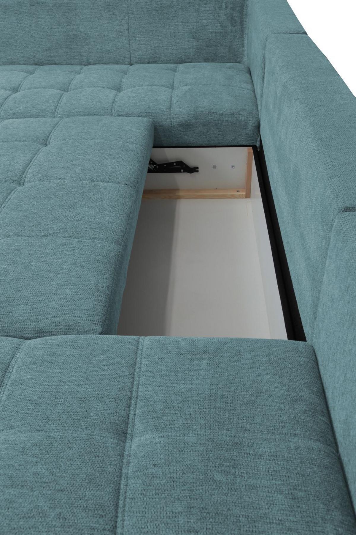 Kutna Garnitura Senso - tirkizna/boje kroma, Moderno, tekstil/drvo (197/346/183cm) - Modern Living