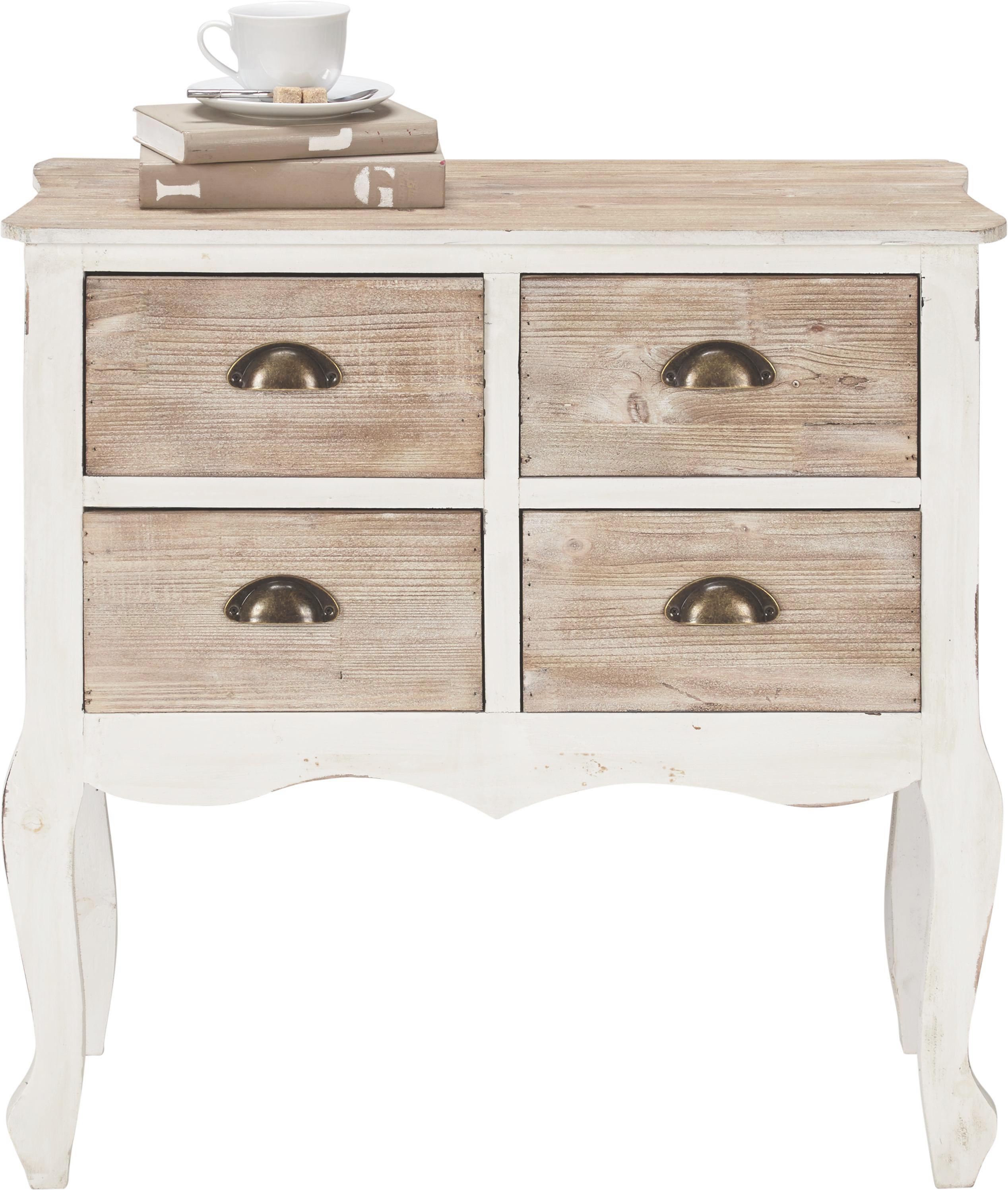 Kommode in Naturfarben/Weiß 'Ibiza' - Naturfarben/Weiß, KONVENTIONELL, Holz/Metall (70,5/35/69cm) - Bessagi Home