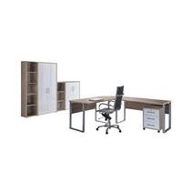 Büro Office Edition Set 4 Sonoma Eiche/Weiß - Weiß Hochglanz/Sonoma Eiche, MODERN, Holzwerkstoff - MID.YOU