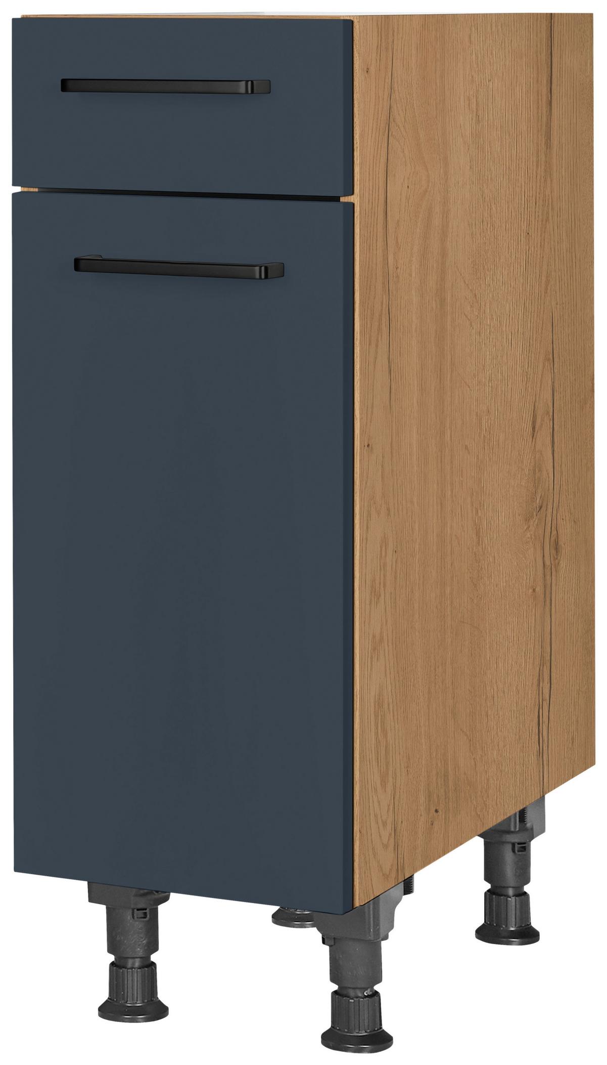 Schubkastenunterschrank Easytouch Blau - Blau/Eichefarben, MODERN, Holzwerkstoff/Metall (30/87/56cm) - Nobilia