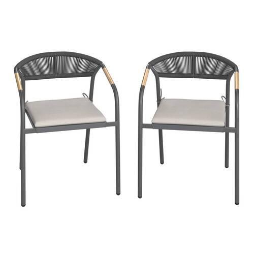 Set Vrtnih Stolov Benicio, Siva, Naravna, 2-Delno - temno siva/siva, Moderno, kovina/umetna masa (56/80/64cm) - Bessagi Garden