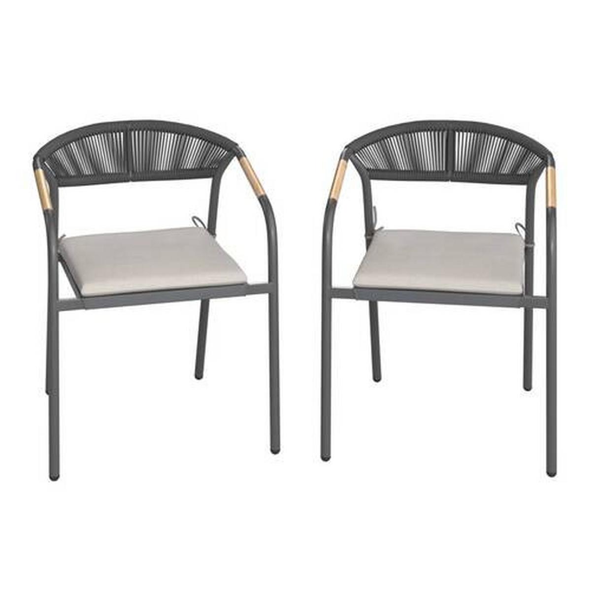 Set Vrtnih Stolov Benicio, Siva, Naravna, 2-Delno - temno siva/siva, Moderno, kovina/umetna masa (56/80/64cm) - Bessagi Garden