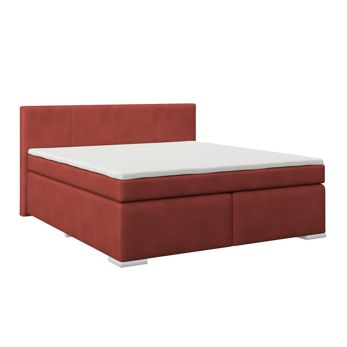 Boxspring Krevet Mira 1 - tamno crvena, Basics, metal/tekstil (180/200cm)