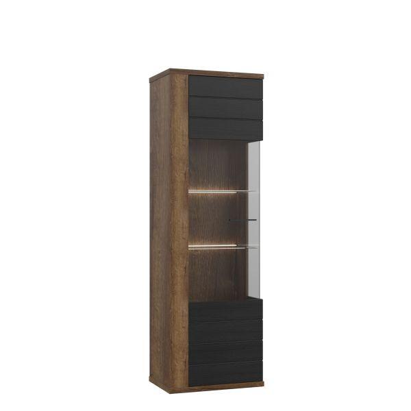 Vitrin Lacjum - tölgyfa/világosbarna, Modern, műanyag/faalapú anyag (62,4/197,1/41,6cm)