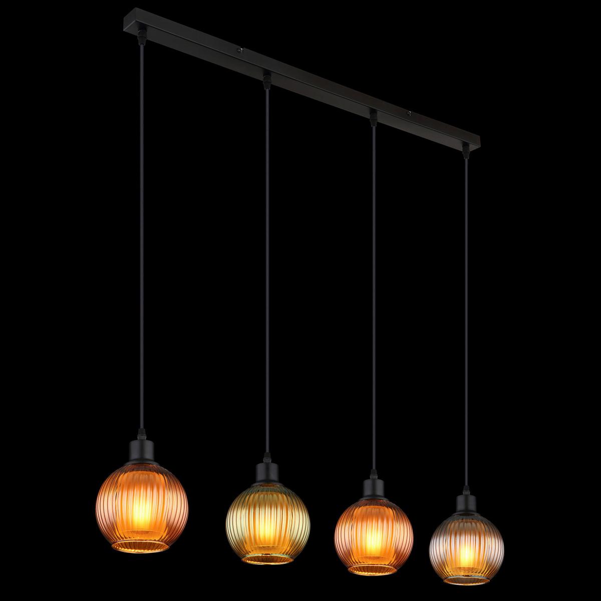 HÄNGELEUCHTE 15638-4 ZUMBA - Multicolor/Schwarz, Trend, Glas/Metall (90cm) - Globo