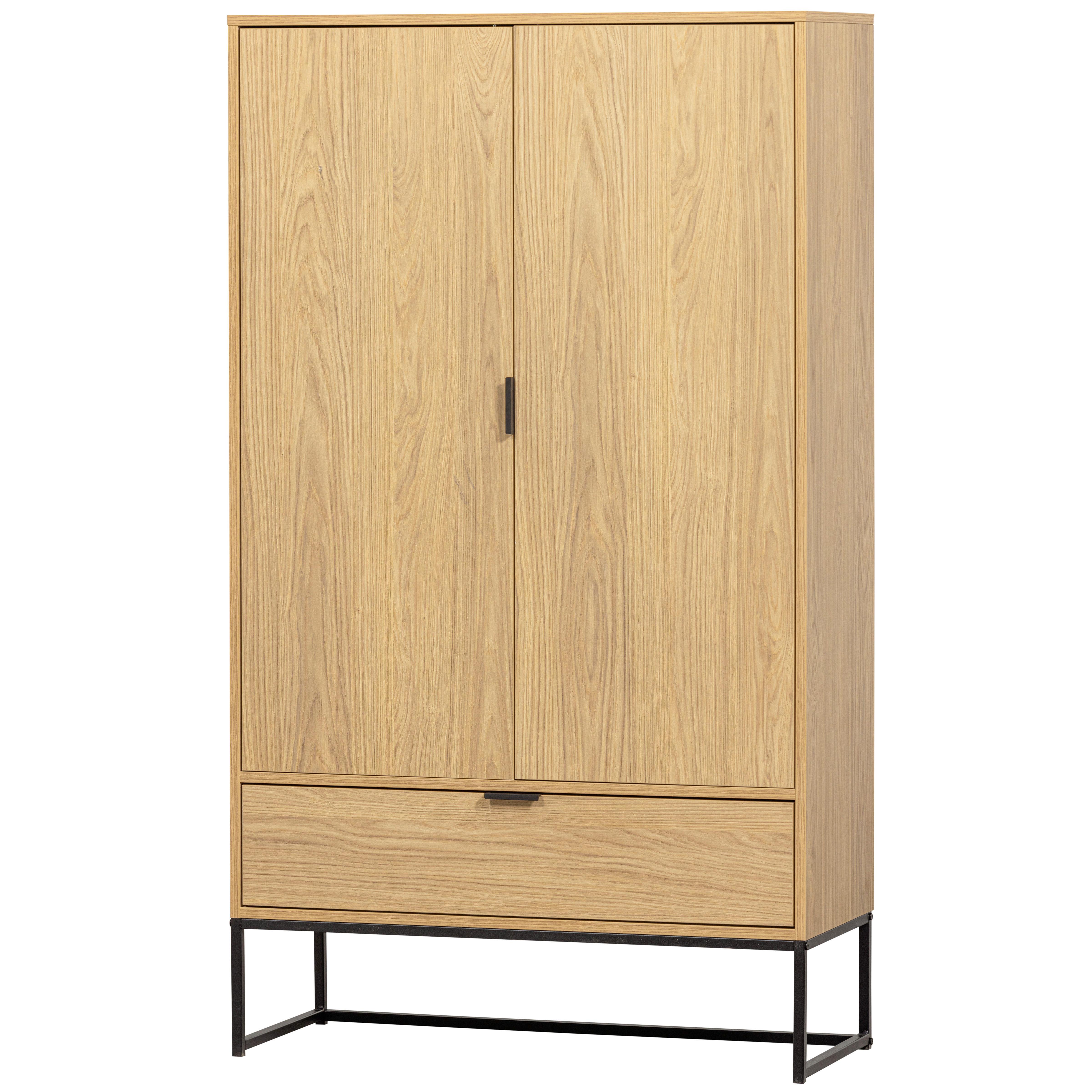 Mehrzweckschrank Silas Eichefarben/Schwarz - Eichefarben/Schwarz, Design, Holz/Metall (85/149/36cm) - Livetastic