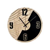 Wanduhr Schwarz/Eichefarben Ø ca. 36cm - Eichefarben/Schwarz, Basics, Holz/Kunststoff (36cm)